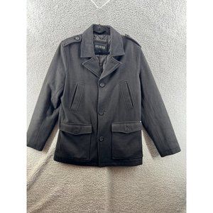 Guess Men's Wool Military Jacket Coat Black Size Small